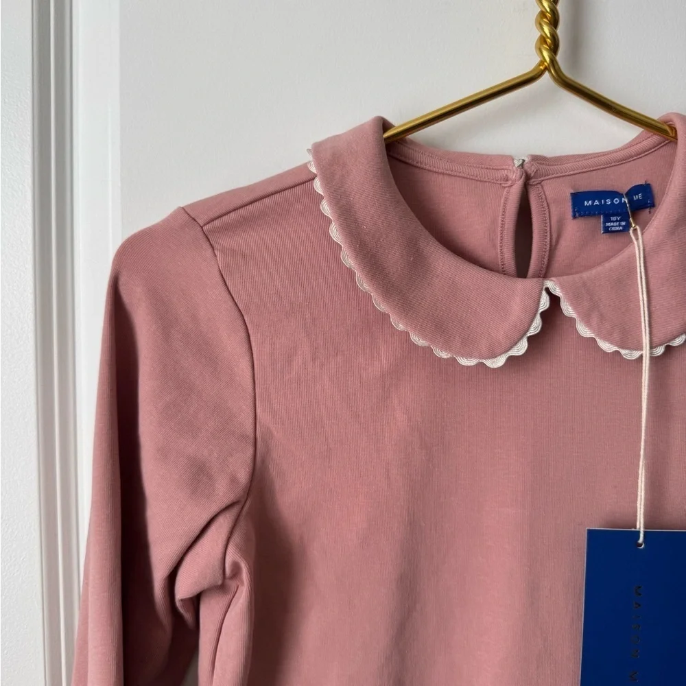 NWT Maison Me Katie Collared Top Dusty Pink